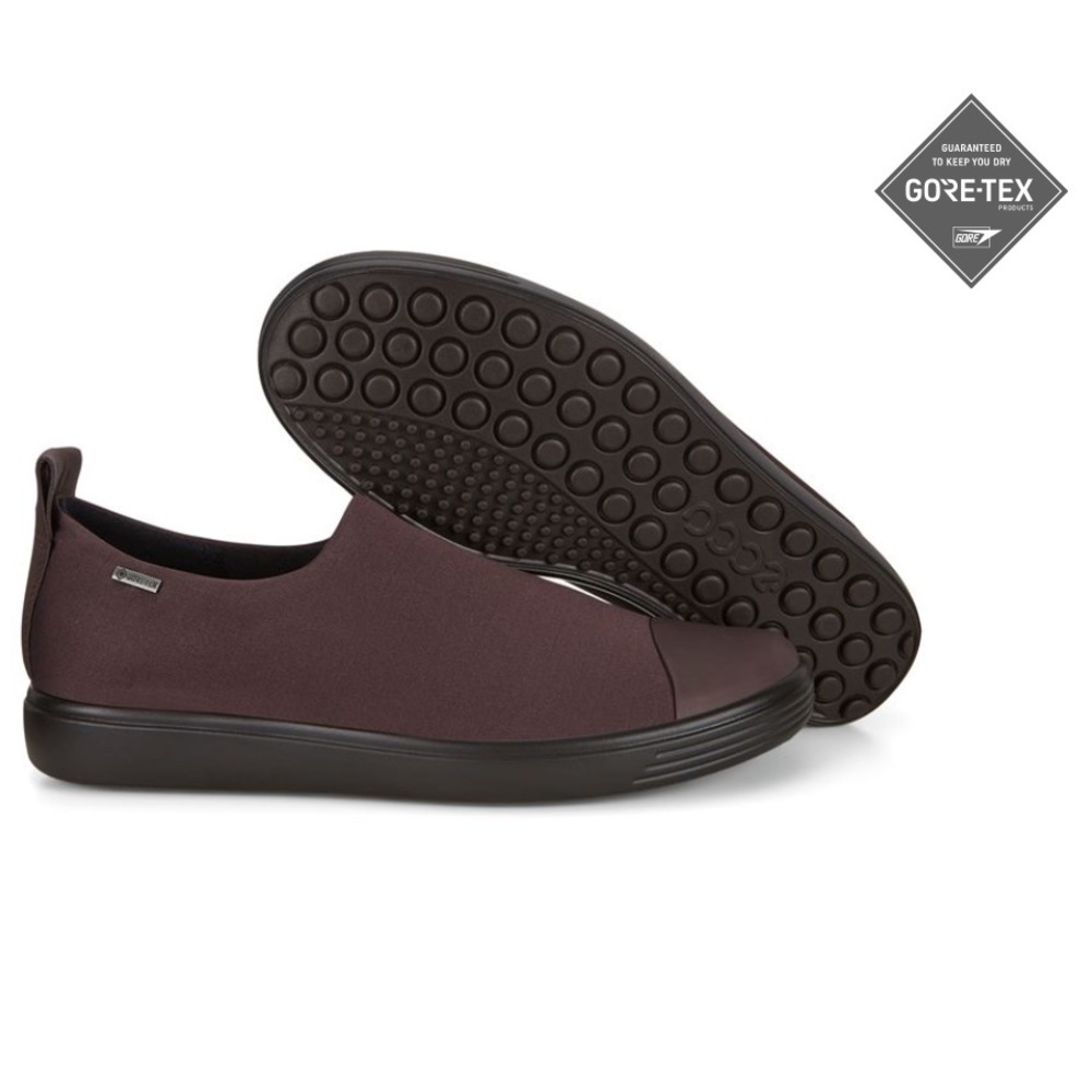 Ecco soft 7 gore tex waterproof slip on sneakers burgundy extra width women’s 7